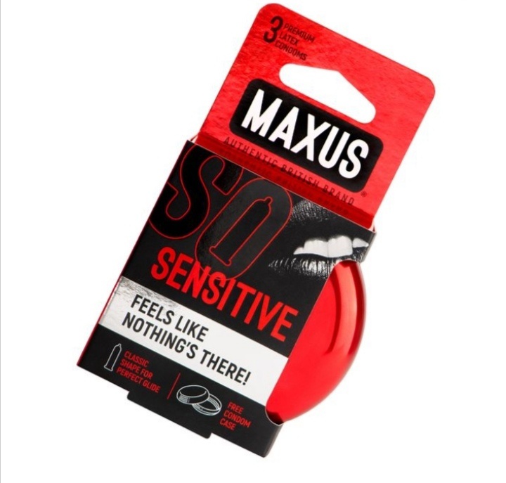 Презервативы Maxus Sensitive, ультратонкие, латекс, железный кейс, 3 шт. 